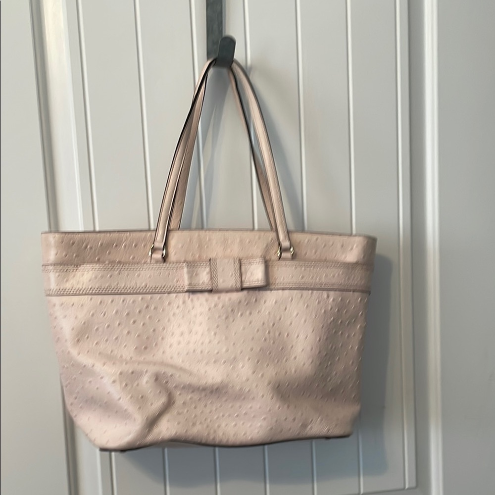 Kate Spade Cream Leather Tote Bag with Textured Finish